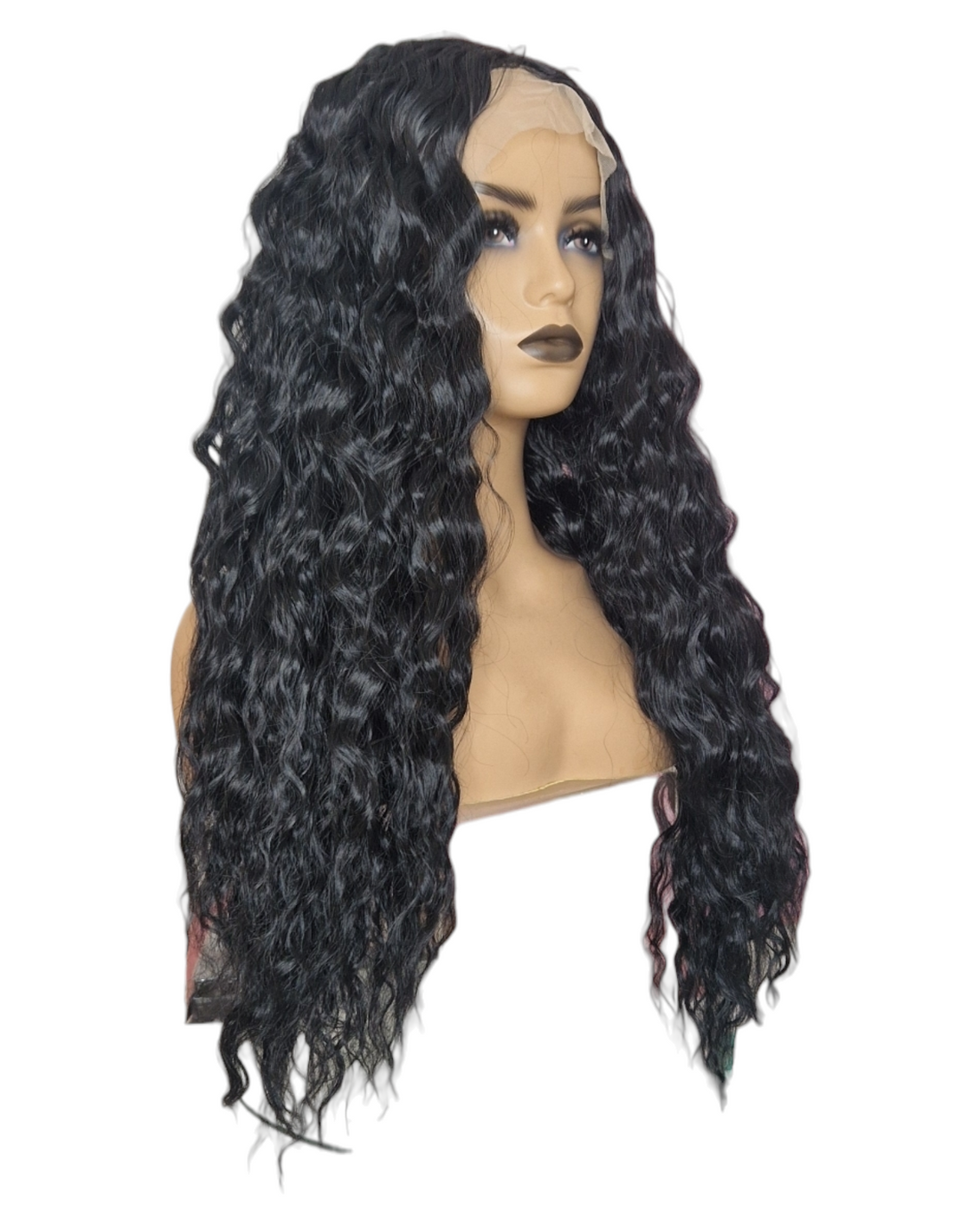 T Part Natural Curl Lace Front Black Wig. Starlet.