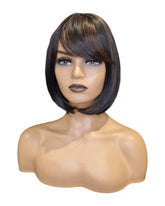 Dark Brown Caramel Lowlights Bob Wig. Katie-CelebWigs