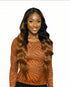 Black Caramel Ombre Wavy Middle Part Lace Front Wig. Badra.