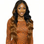 Black Caramel Ombre Wavy Middle Part Lace Front Wig. Badra.