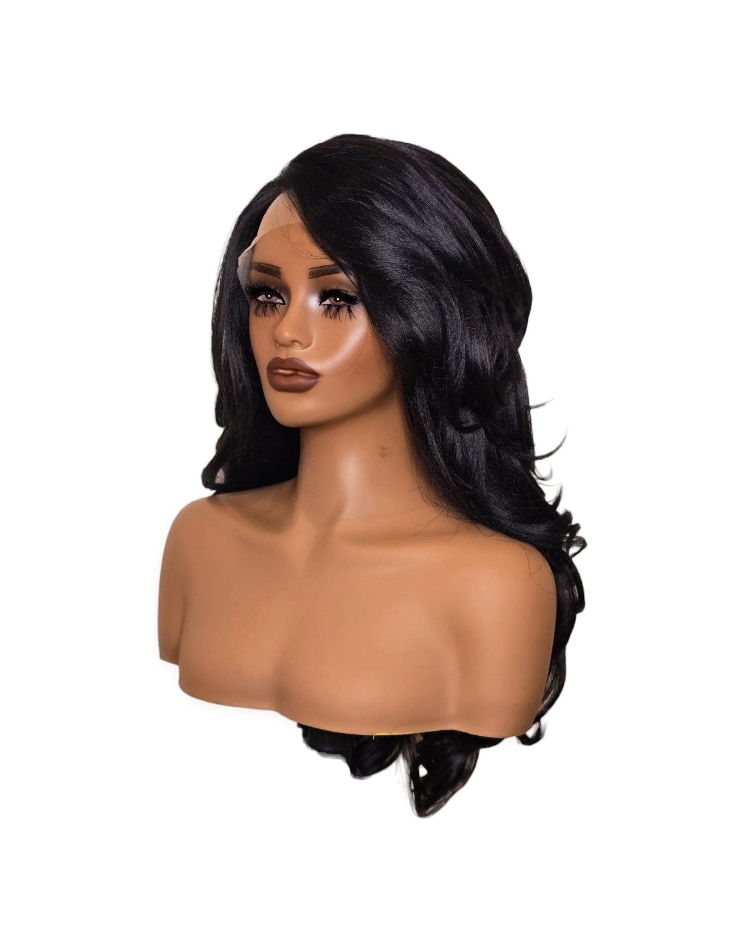 Black Wavy Lace Front Side Part Wig. Bronte