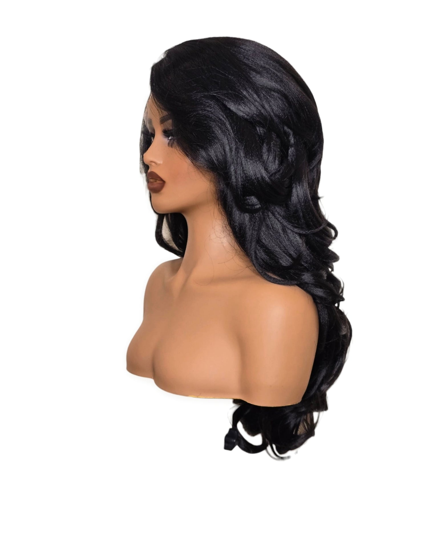 Black Wavy Lace Front Side Part Wig. Bronte