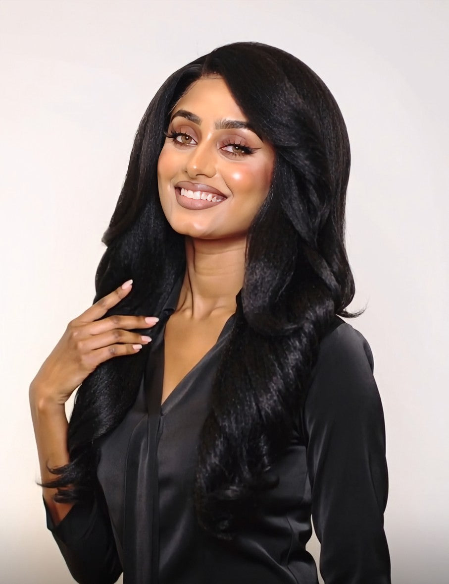 Black Wavy Lace Front Side Part Wig. Bronte