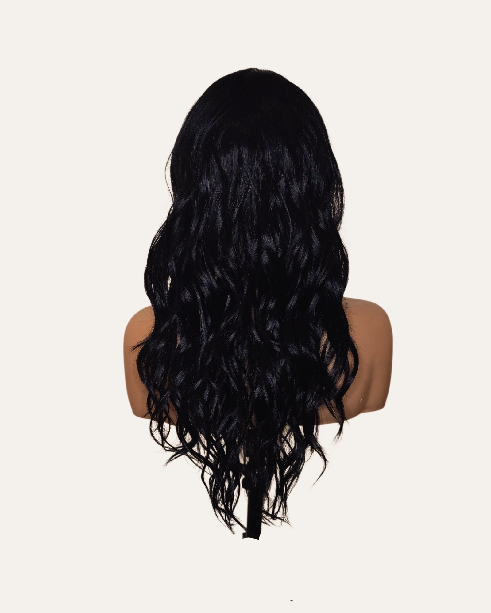 Black Long Wavy Wig with Fringe. Abigail