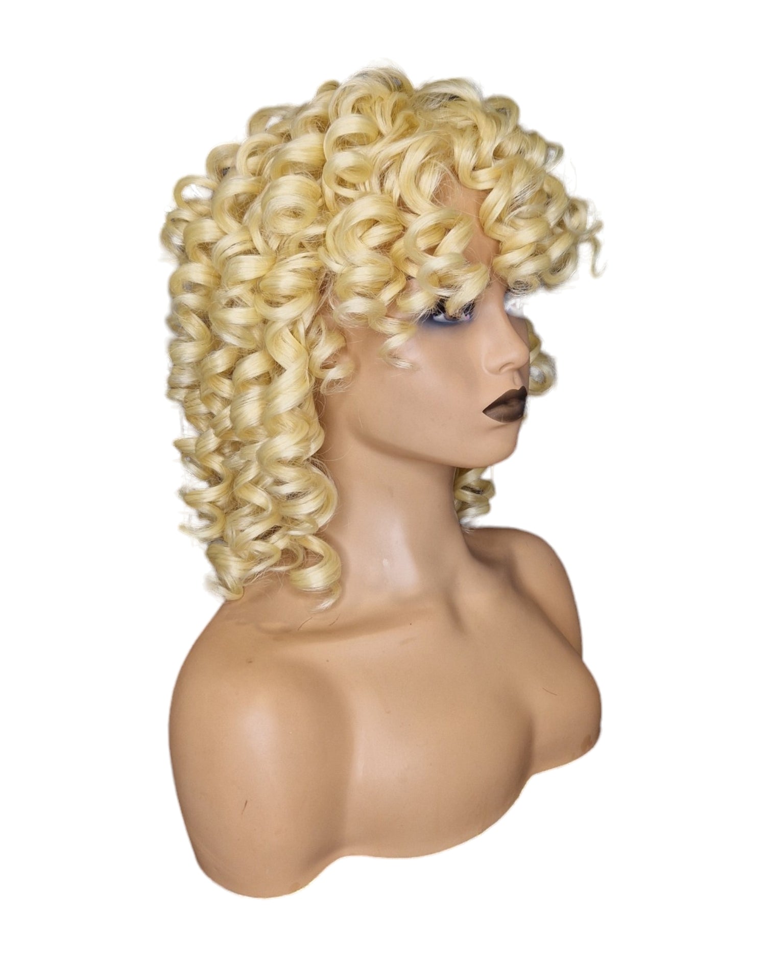 Blonde Corkscrew Curls Bob Style Wig. Prya-CelebWigs