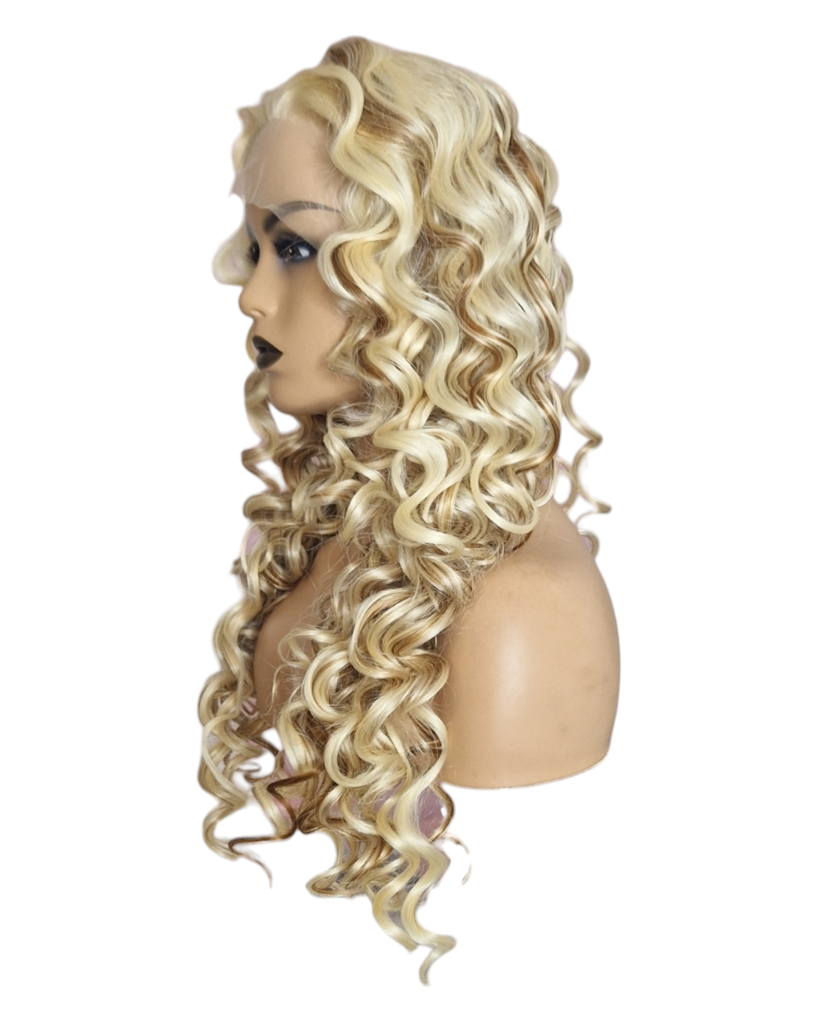 Curly Blonde Brown Lace Front Wig. Vienna