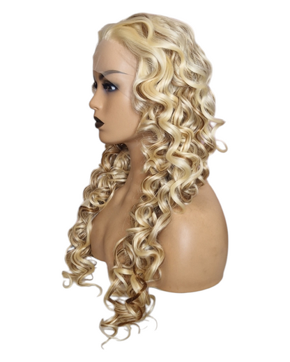 Curly Blonde Brown Lace Front Wig. Vienna