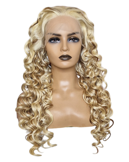 Curly Blonde Brown Lace Front Wig. Vienna