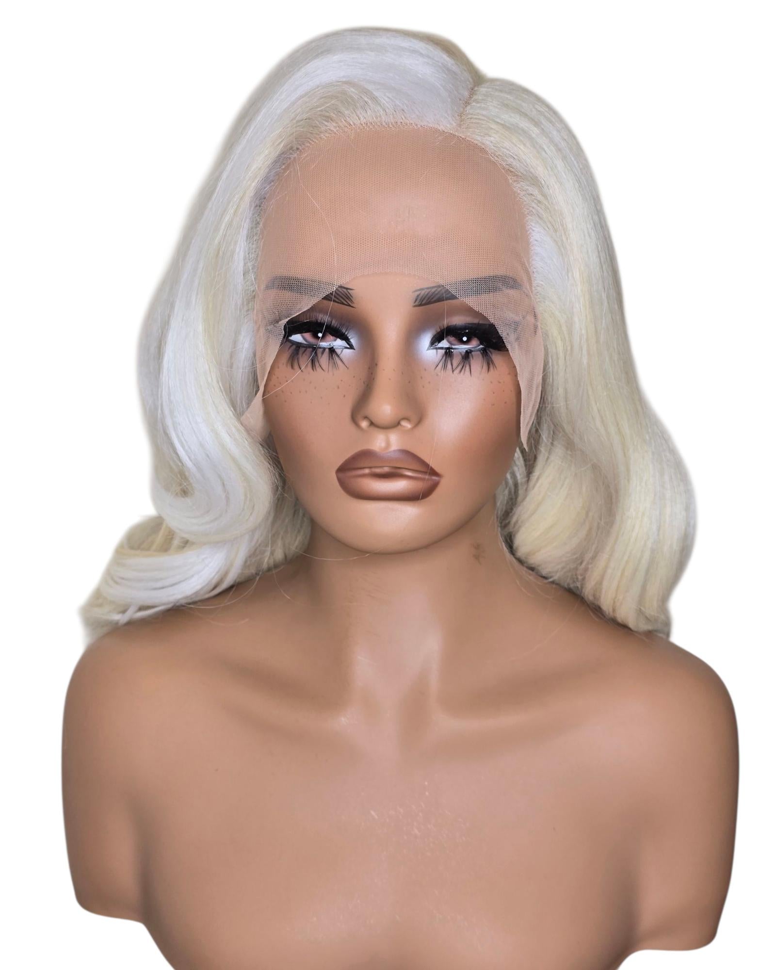 Blonde White Streaked Lace Front Wig.