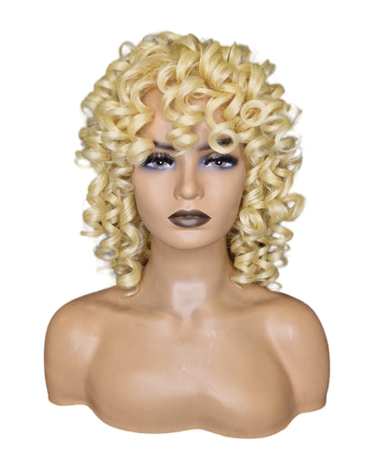 Blonde Corkscrew Curls Bob Style Wig. Prya-CelebWigs