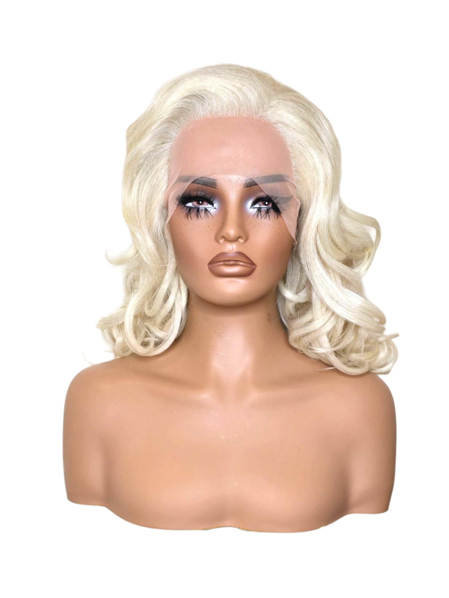 Platinum Blonde Curls Lace Front Wig. Jayne.