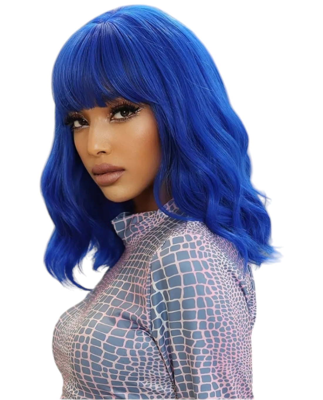 Blue Wavy Bob Wig. Charelle