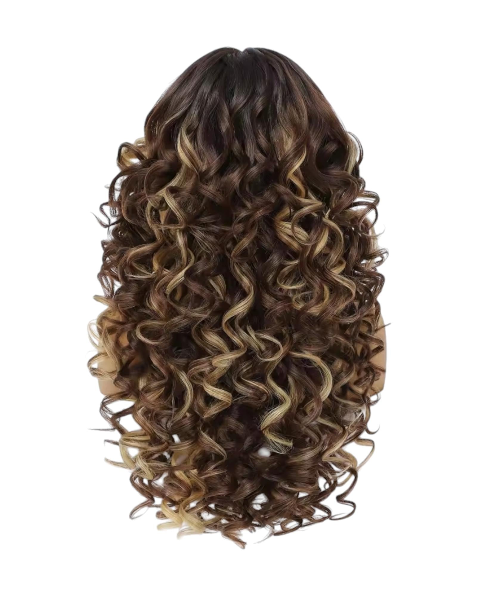 Blonde Brown Caramel Curly Lace Front Wig. Zena