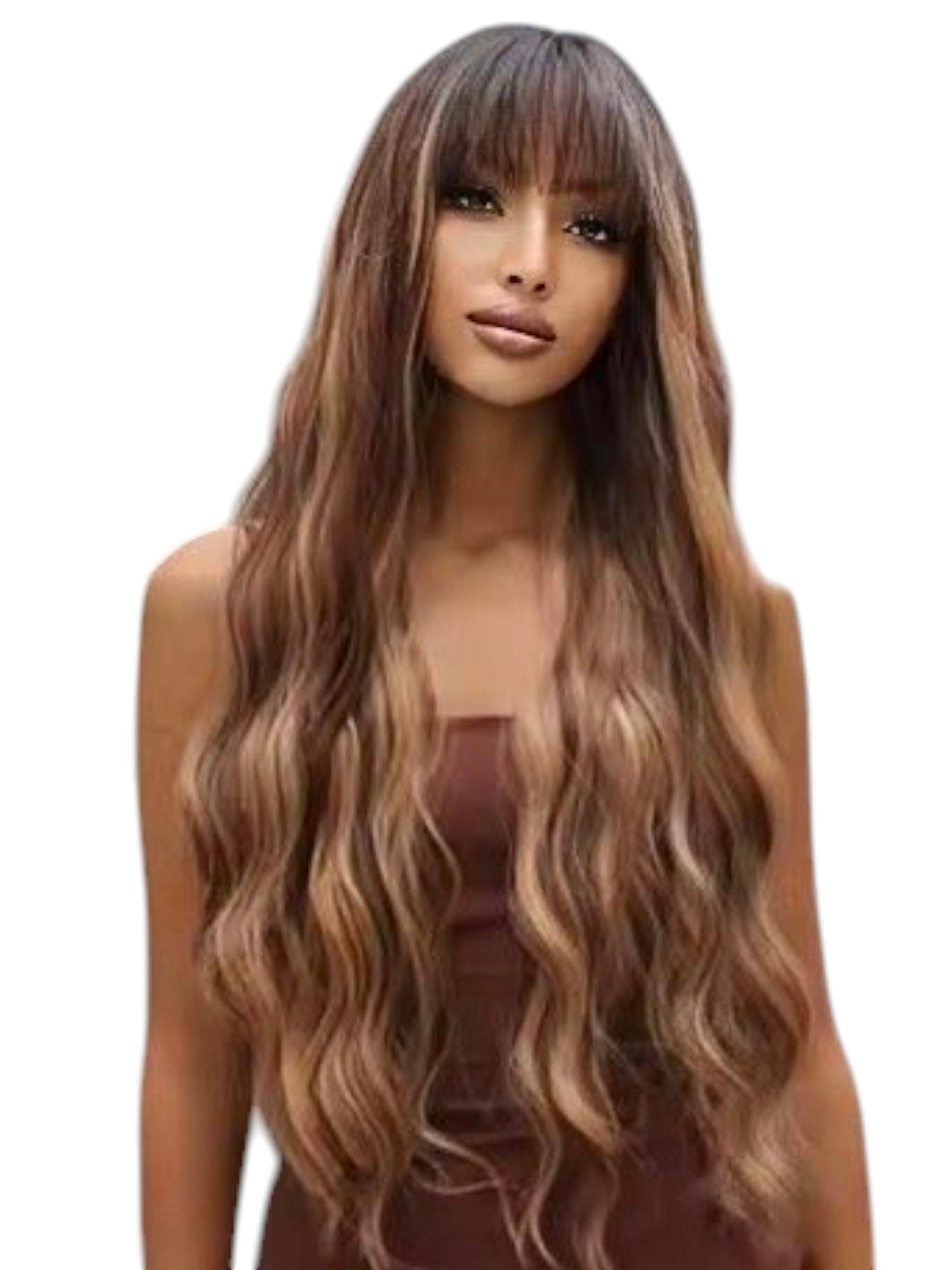 Brown Caramel Long Wig. Nalo
