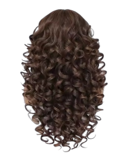 Brown Highlights Curly Lace Front Wig. Zena