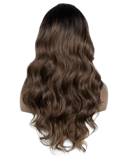 Ombre Brown Middle Part Lace Wig Blonde Bangs. Mila