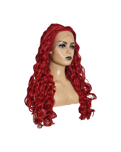 Burgundy Red Long Lace Front Wig.