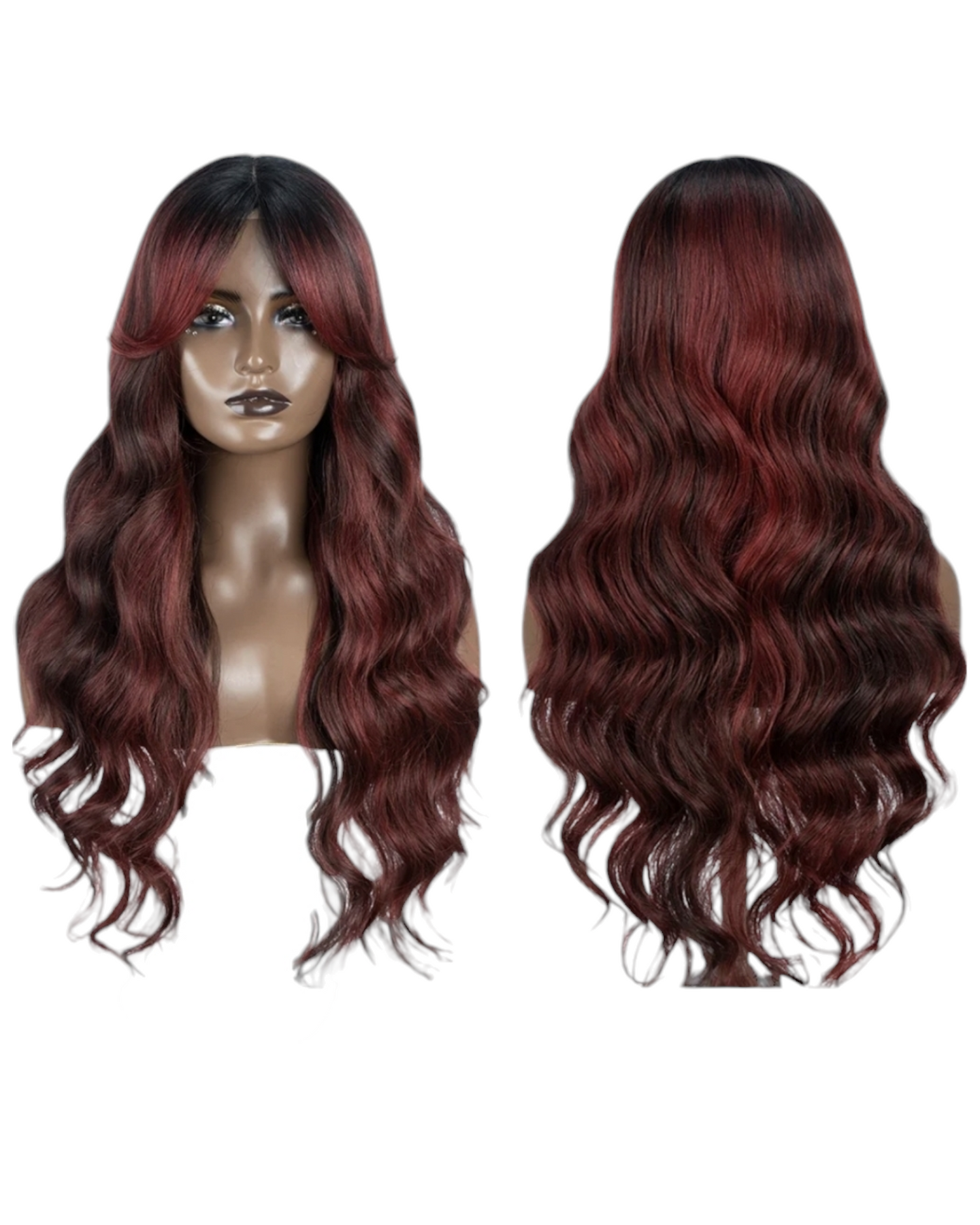 Burgundy Red Centre Part Lace Wig. Wendi