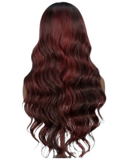 Burgundy Red Centre Part Lace Wig. Wendi