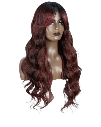 Burgundy Red Centre Part Lace Wig. Wendi