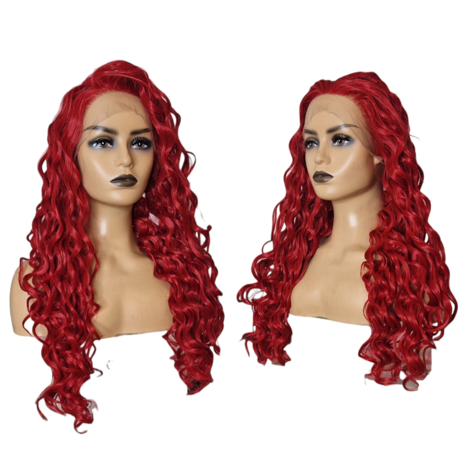 Burgundy Red Long Lace Front Wig.