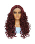 Burgundy Curly Synthetic Lace Front Wig. Centre Part Lace Wigs. Zena-CelebWigs