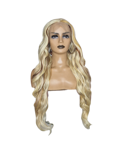 Butter Blonde Streaked Lace Front Wig. Wynne