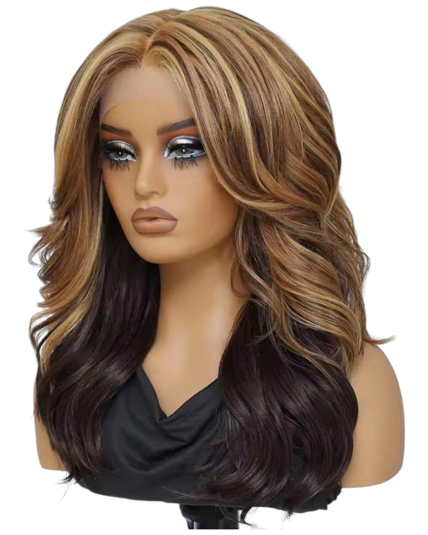 Caramel Blonde Brown Layered Lace Front Wig. Bess