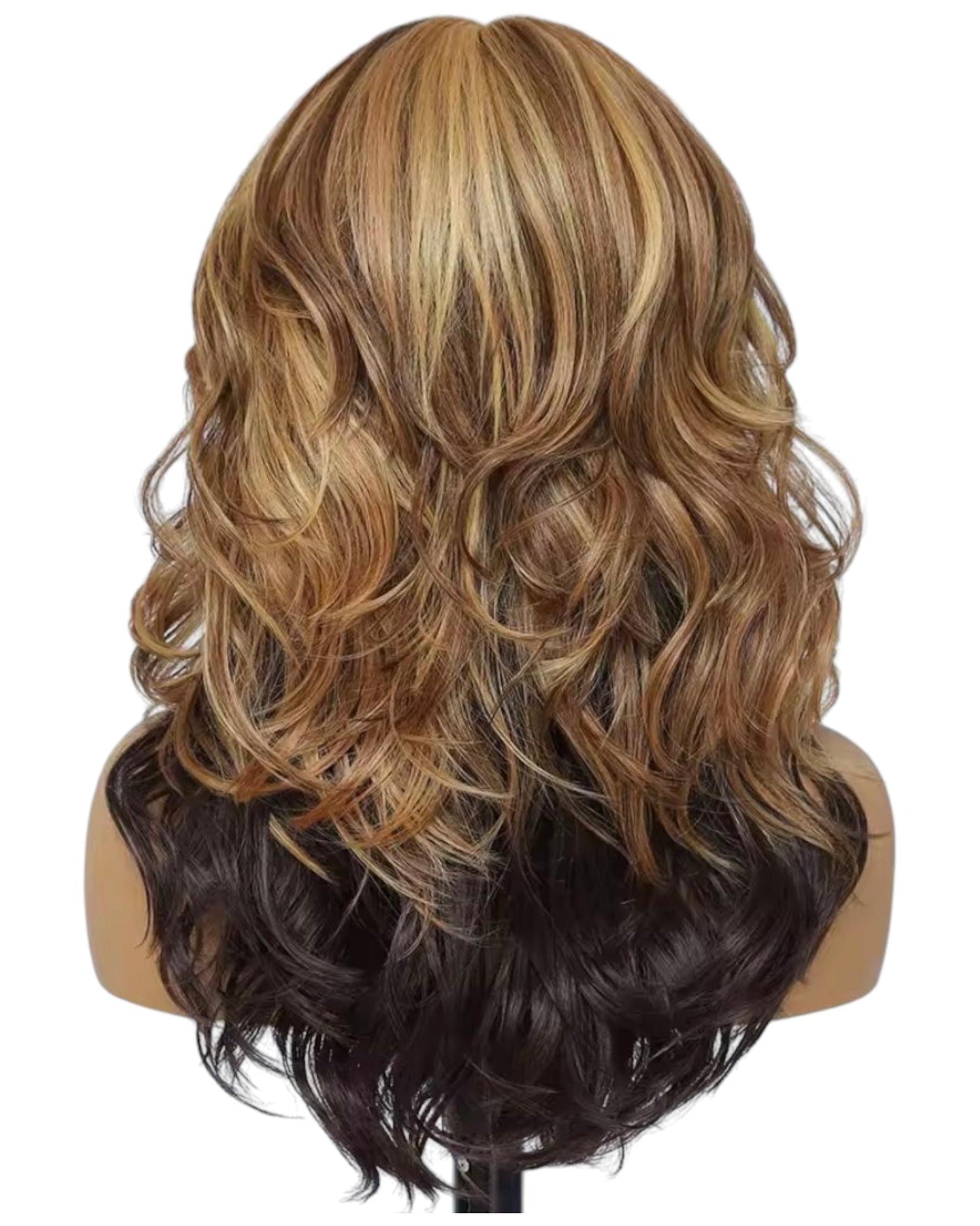 Caramel Blonde Brown Layered Lace Front Wig. Bess