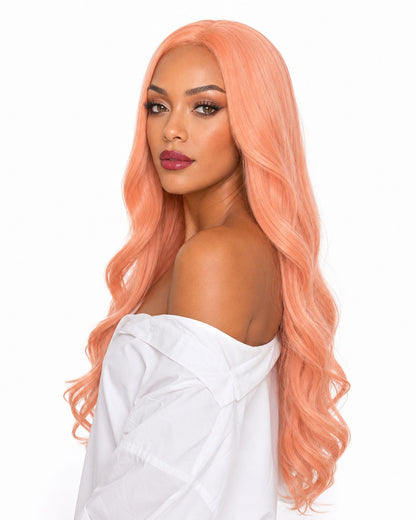 Apricot Pink Lace Front Wig. Pastel Lenka