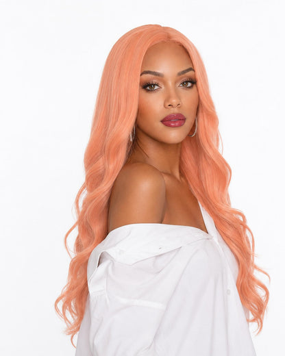 Apricot Pink Lace Front Wig. Pastel Lenka