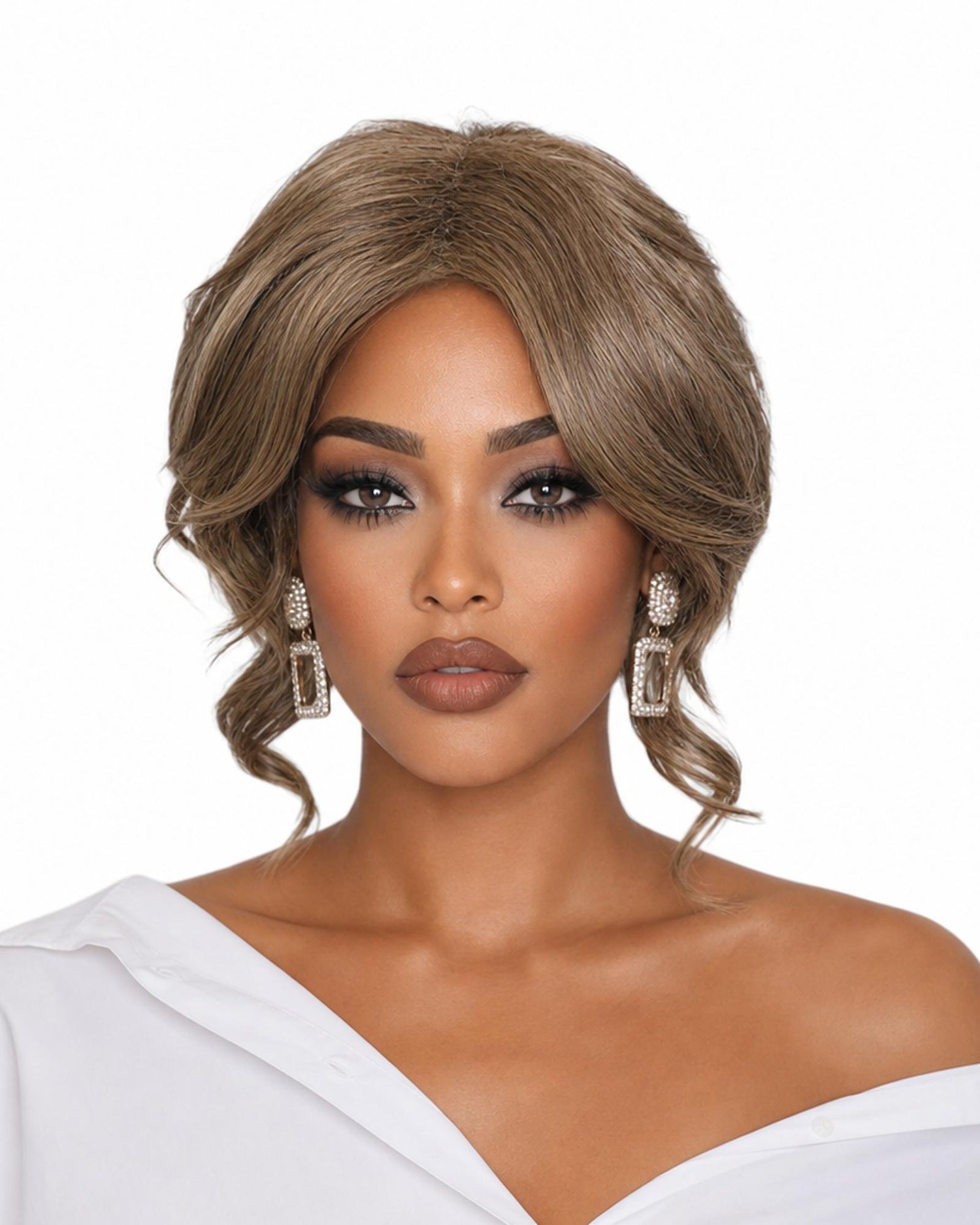 Autumn Blonde Faux Up Do Bob Wig. Rose.