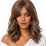 Cora Autumn Brown Wavy Wig with Curtain Bangs & Centre Part