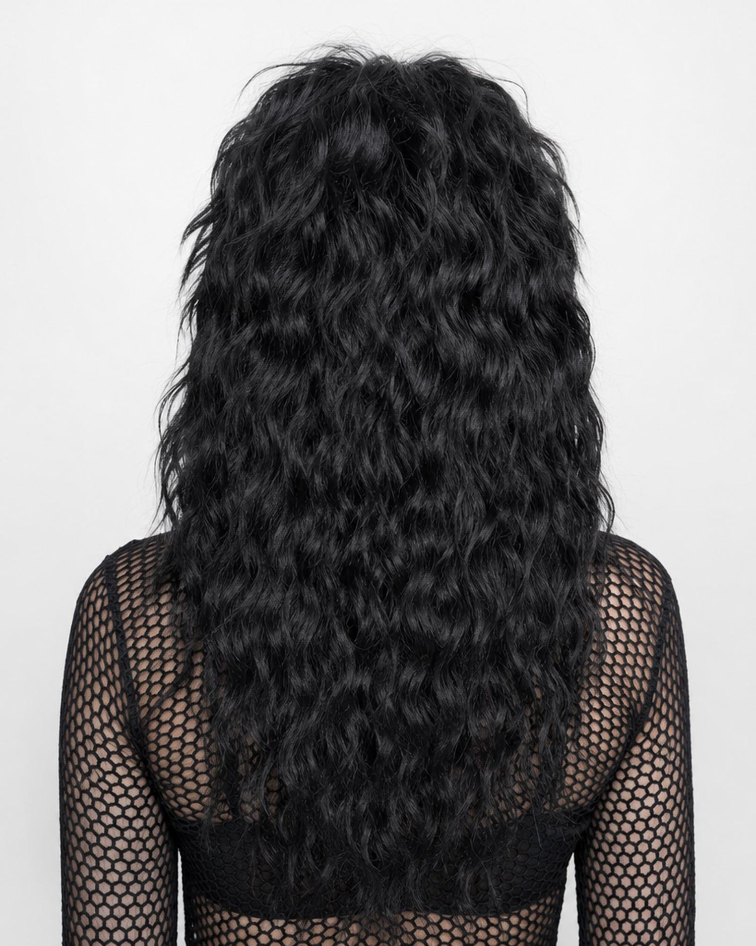 Wildchild — black goth black shag wig, rear view