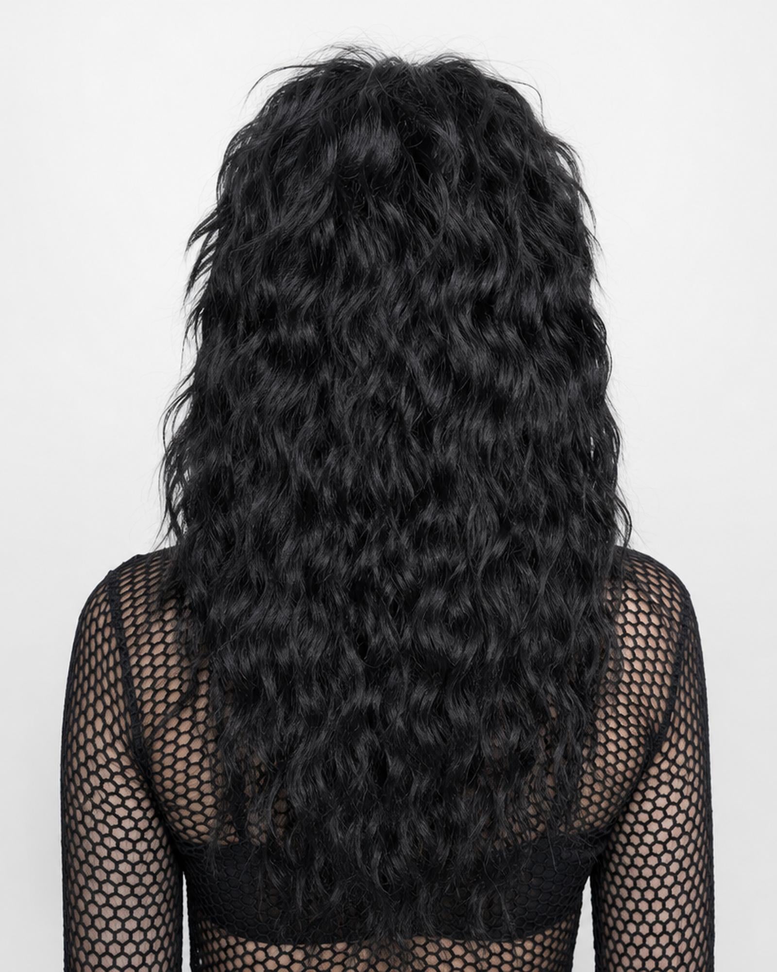 Wildchild — black goth black shag wig, rear view