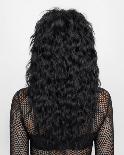 Wildchild — black goth black shag wig, rear view