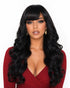 Black long wavy wig with fringe bangs - Babet - front view - CelebWigs