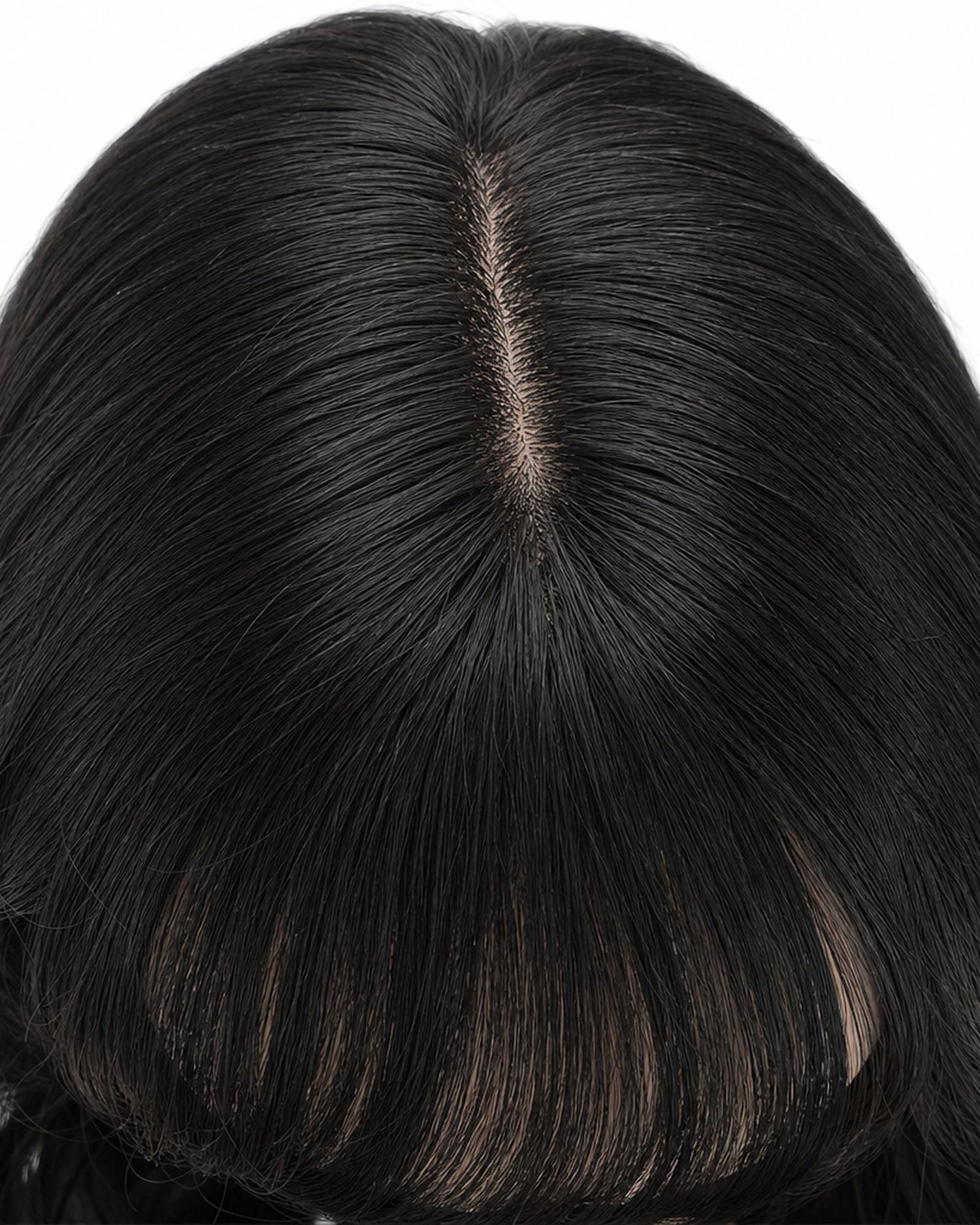 Black long wavy wig - Babet - top hairline detail - CelebWigs