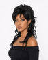 Black wavy shag mullet wig - Reema - right view - CelebWigs
