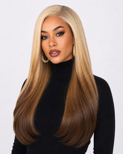 Blonde Brown Graduated Lace Front Long Wig. Sindy