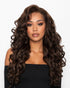 Bisha chocolate brown  — brown 6 13 x 6 lace front kinky texture curls wig, front view