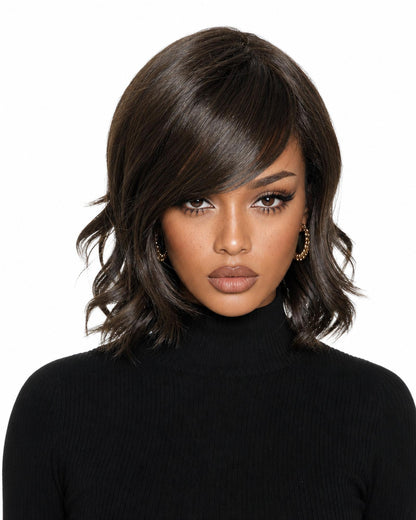Dark Brown Choppy Wave Bob Wig. Abbi