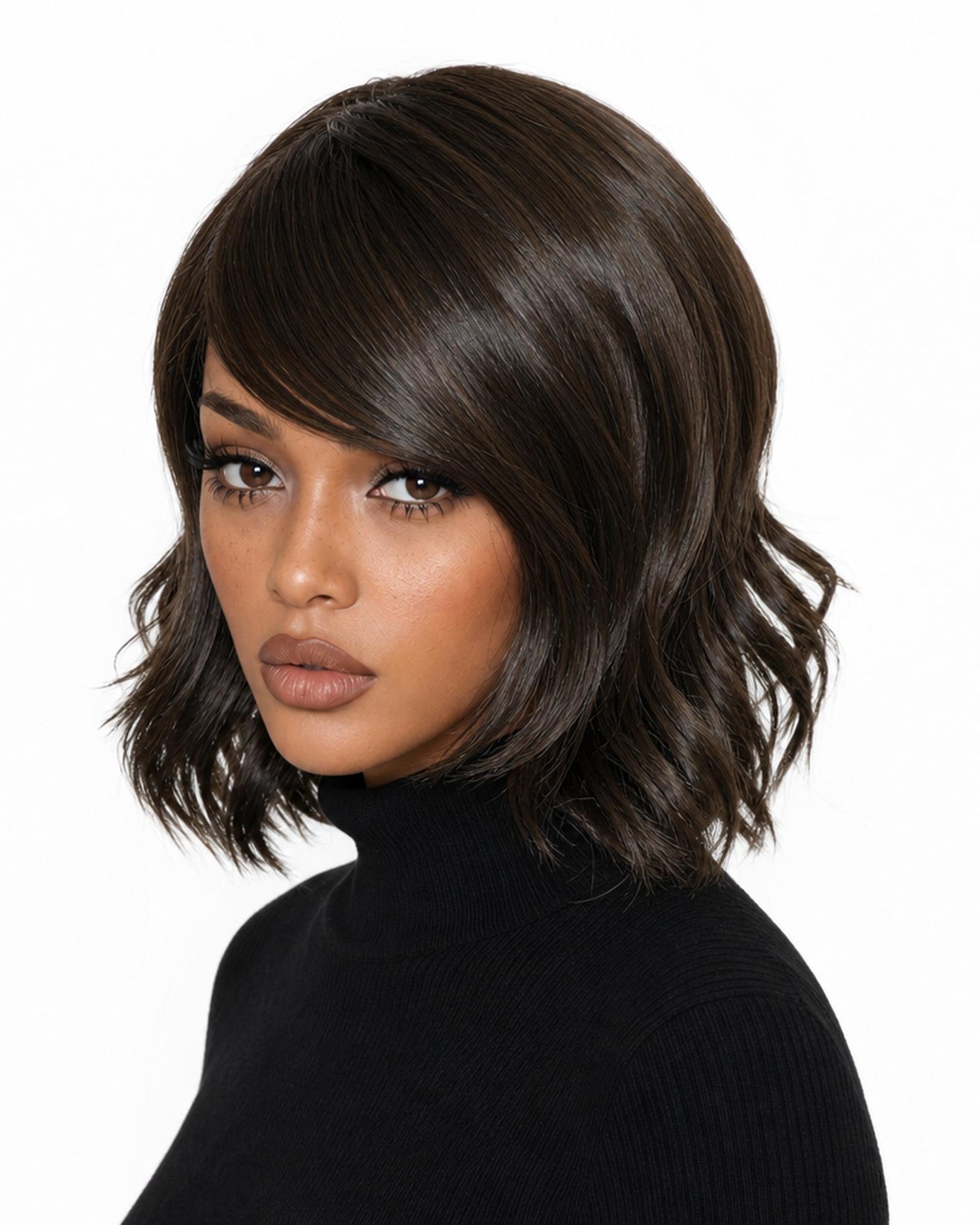 Dark Brown Choppy Wave Bob Wig. Abbi