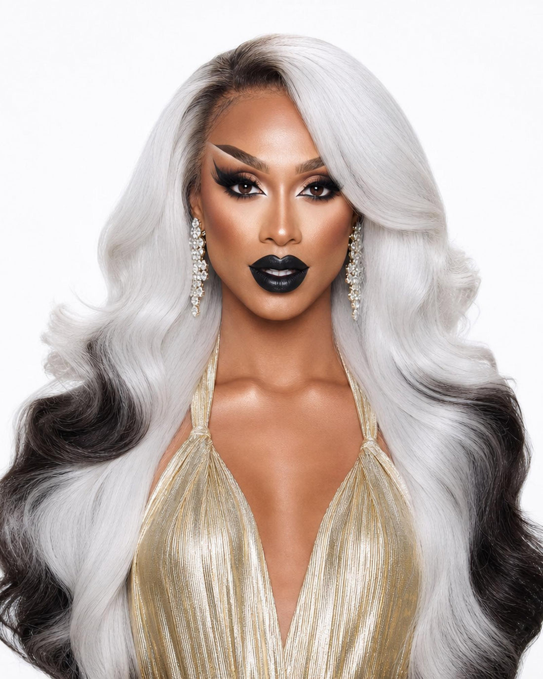 Ice White Tipped Lace Front Wig. Iced Vanilla