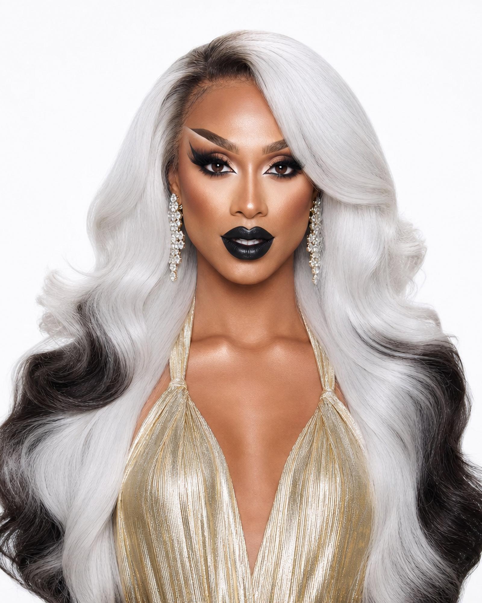 Ice White Tipped Lace Front Wig. Iced Vanilla