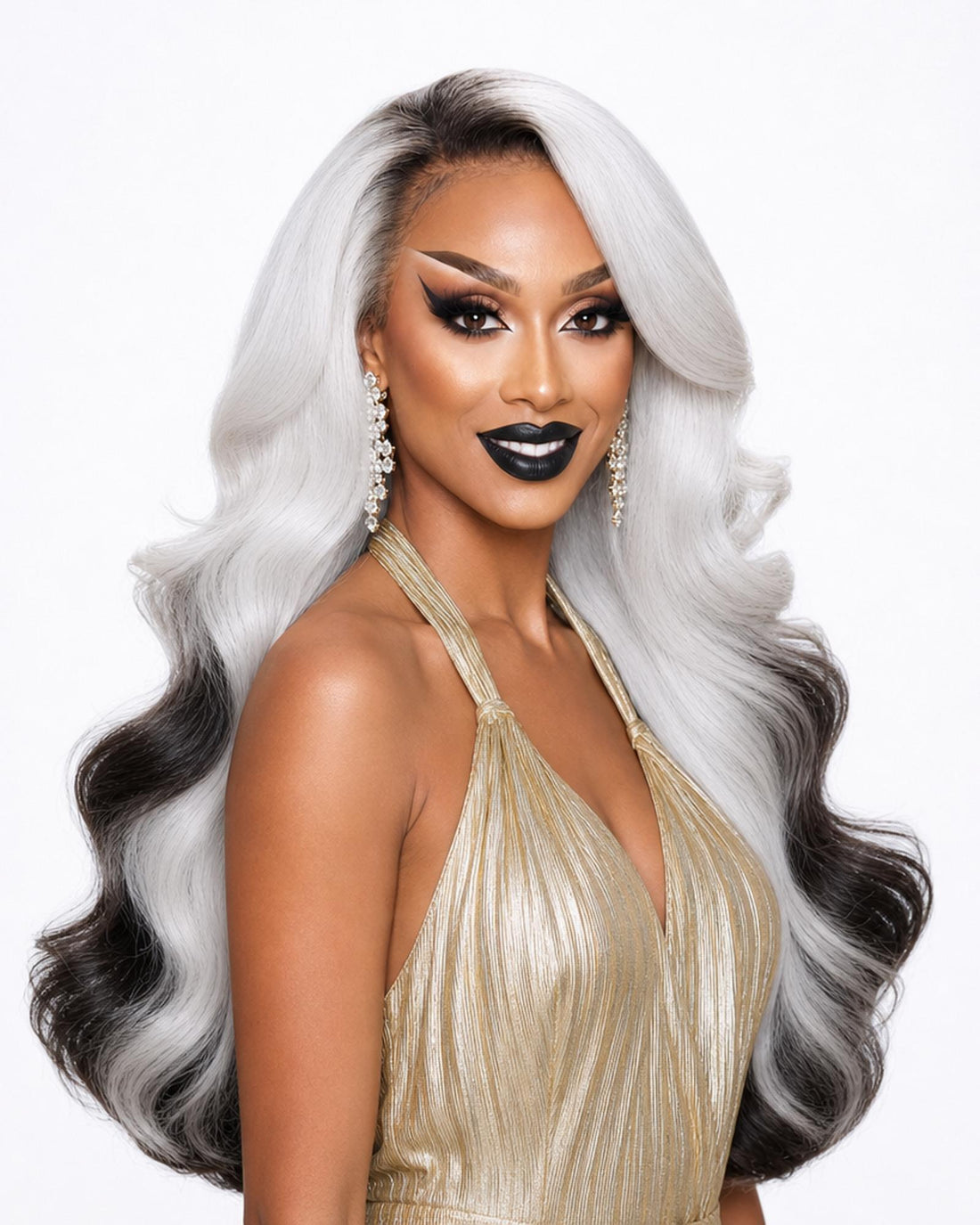 Ice White Tipped Lace Front Wig. Iced Vanilla