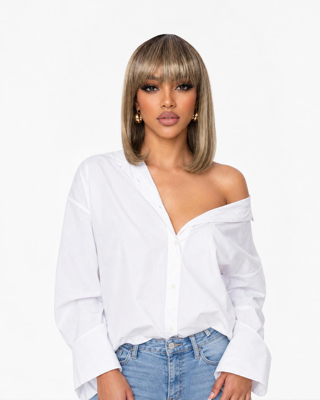 Melted blonde ombre straight bob wig - Kelsee - front view - Hair By MissTresses - CelebWigs