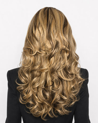 Bronte  — melted blonde highlights volume deep part lace front wig, rear view