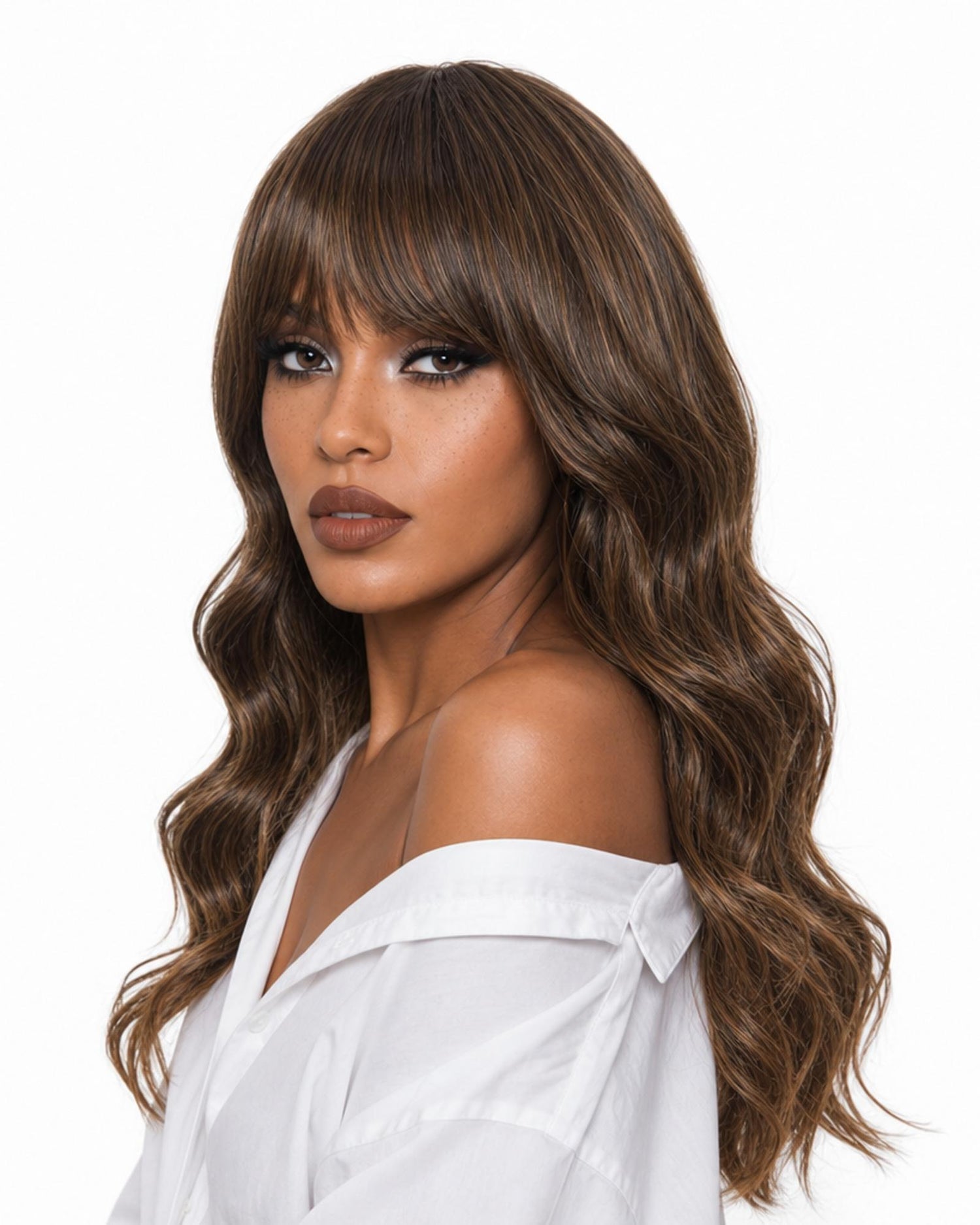 Mid Brown Long Wavy Wig. Abigail