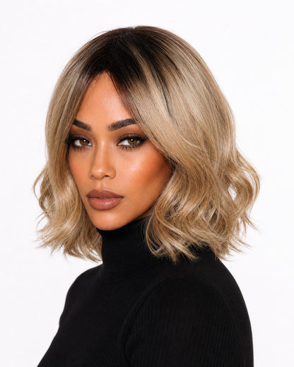 Ombre blonde choppy wave bob wig - Abbi - right view - CelebWigs